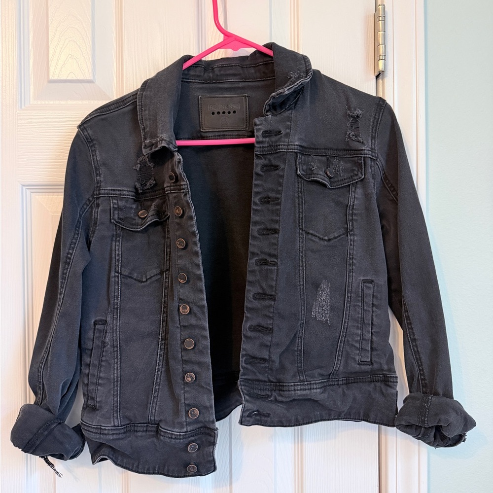 Blank NYC Distressed Black Denim Jacket